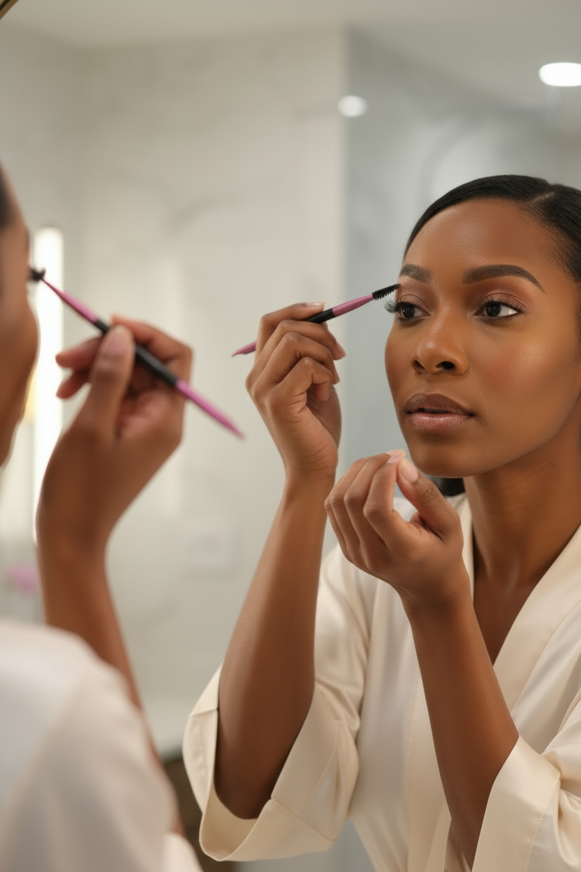 Dual ended sided eyebrow brush
